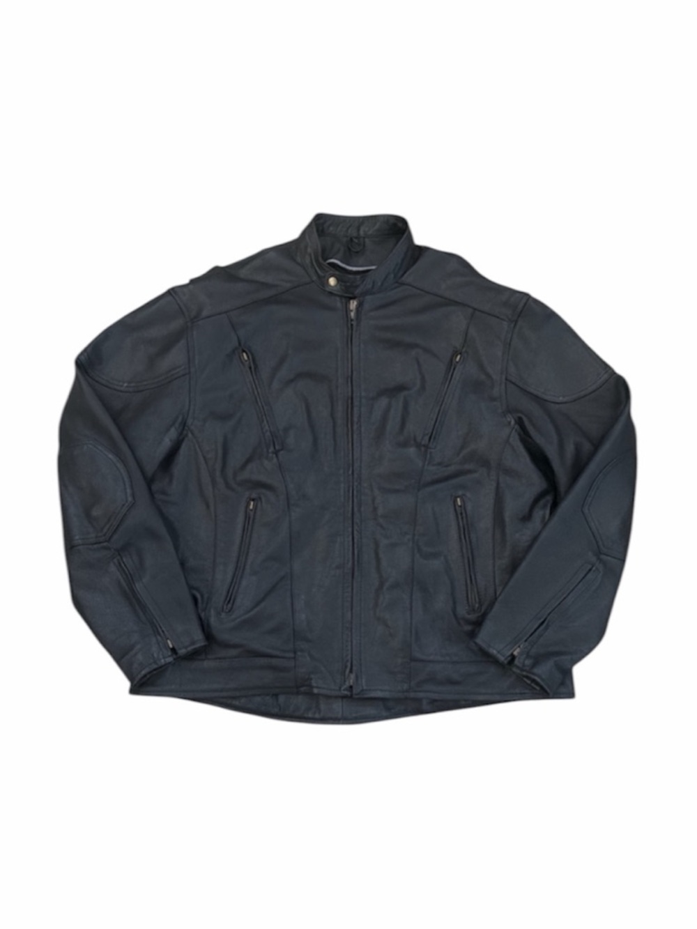 Motorcycle Genuine Leather‎ Padded Black Mesh Lined Biker Jacket Size 54 Unisex